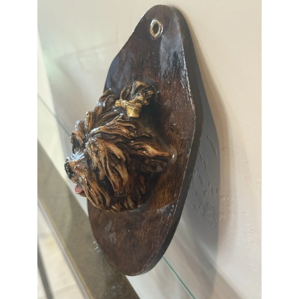 Vintage 3D Yorkshire Terrier Dog Wood Wall Plaque Collectible 1970s